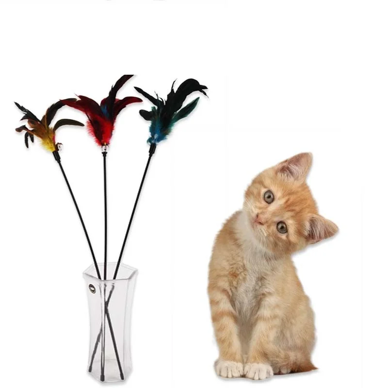 

Cat toy Feather Cat interactive toy bell stick toy chicken feather teaser cat stick pet supplies, Picture showed