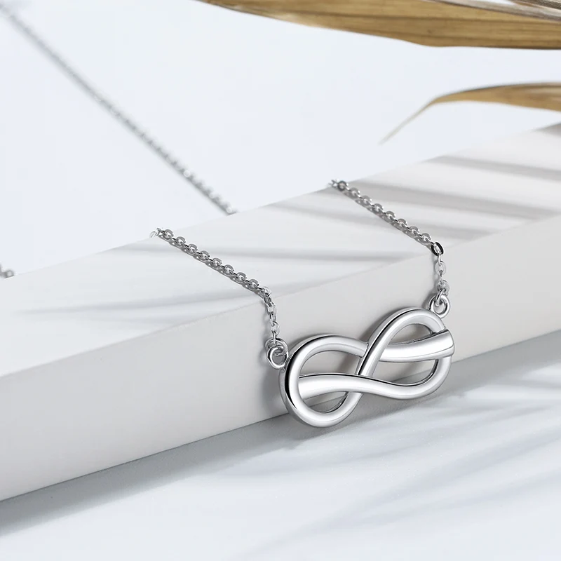 

RINNTIN SN272 Unique design Infinity Pendant Real 925 Sterling Silver Necklace for Women jewelry