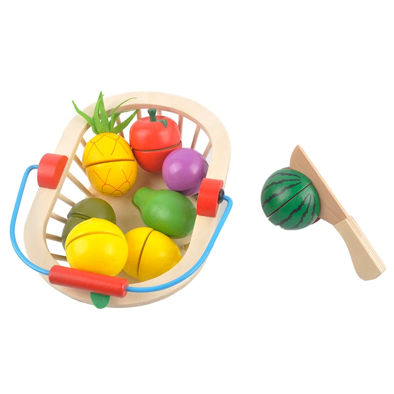 Children's Wooden Cutting Fruit Fruit Vegetable Toys Wooden Kitchen Fruit Pretend Educational Children's Wooden Cutting Fruit Fruit Vegetable Toys Wooden Kitchen Fruit Pretend Educational