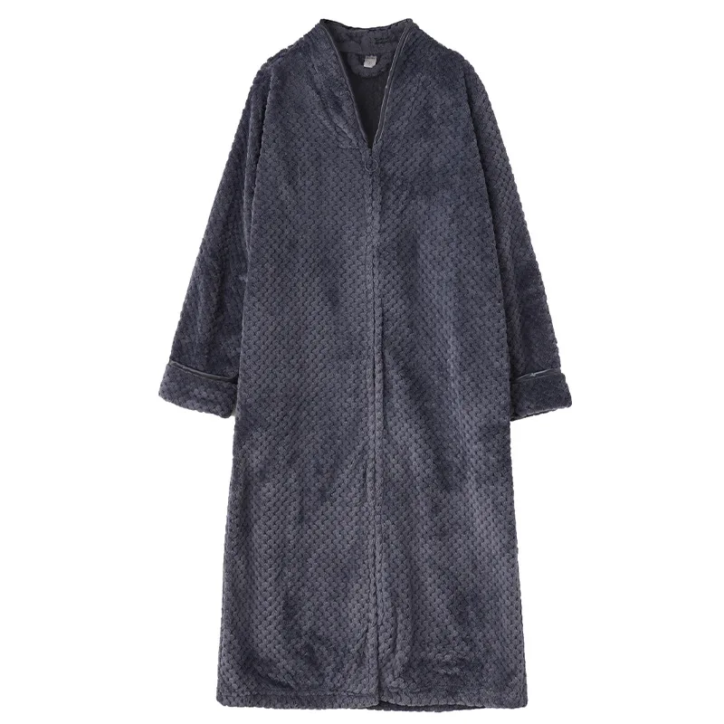 

Winter Soft Flannel Thickened Lovers Men Women Long Bathrobes Absorbable Thick Warm Night Skirt Dressing Gown Hotel Home Clothes