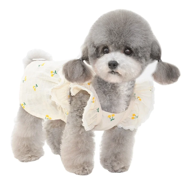 

Wholesale new design printed pet dress spring thin princess cat puppy dog clothes