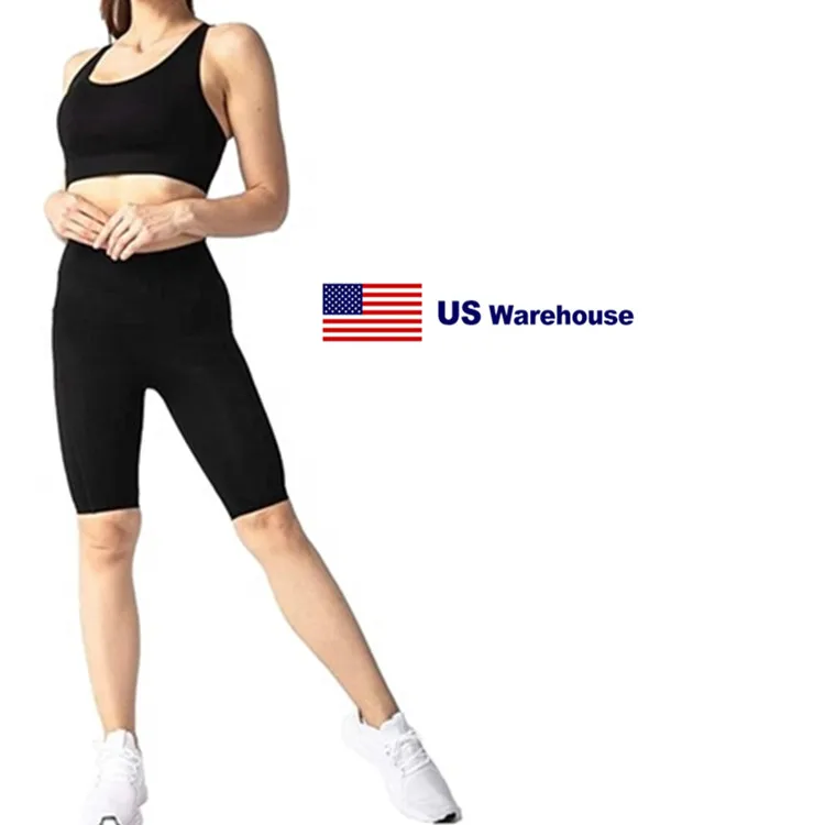 

Chinlon Spandex USA STOCK Fast Dispatch high waist workout shorts Out Pocket Running Tummy Control Non See-Through Biker Shorts