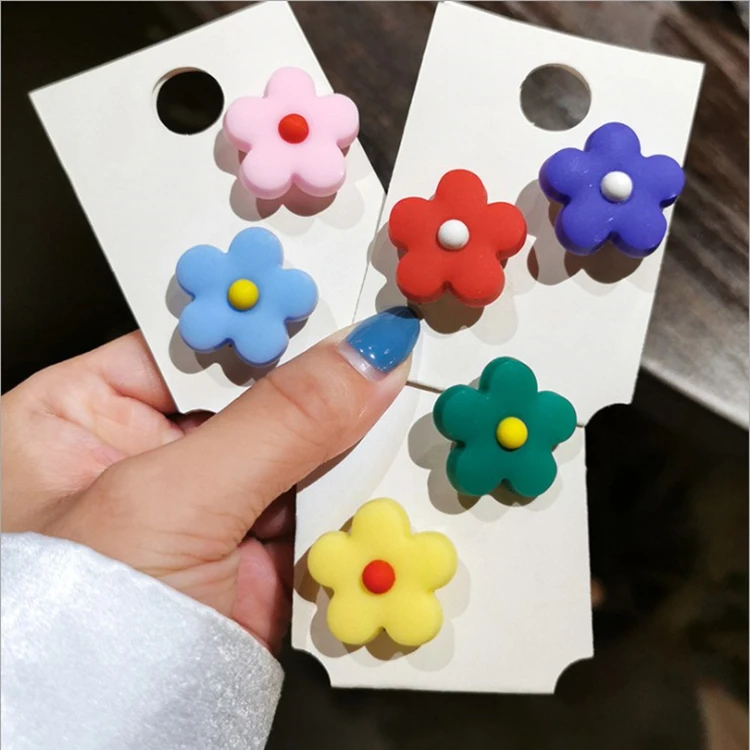 

2021 New Soft clay color flower brooch cute ins girl clothes corsage candy color flower brooches pin, As picture show