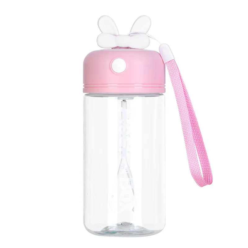 

DD472 Portable Cute Bunny Whisk Sports Cup Rabbit Drinking Beater Milk Bottle Automatic Mixing Plastic Stirring Cup, Pink