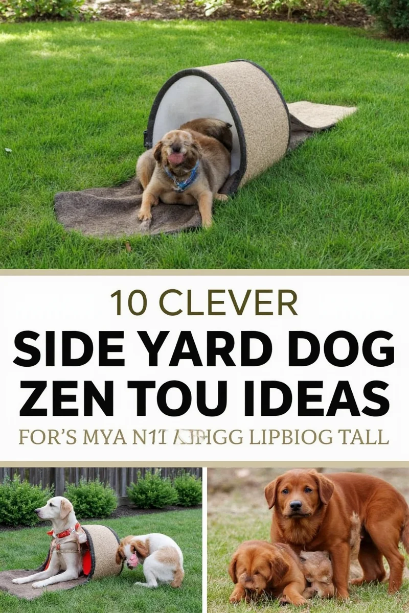 Side yard with gravel path and artificial grass section for dogs