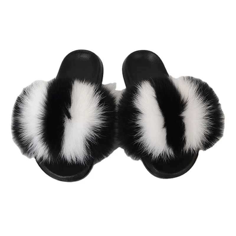 

Wholesale Kids Size Fur Slides Customized Available Multi Color Fur Slides for Kids, Solid or colored