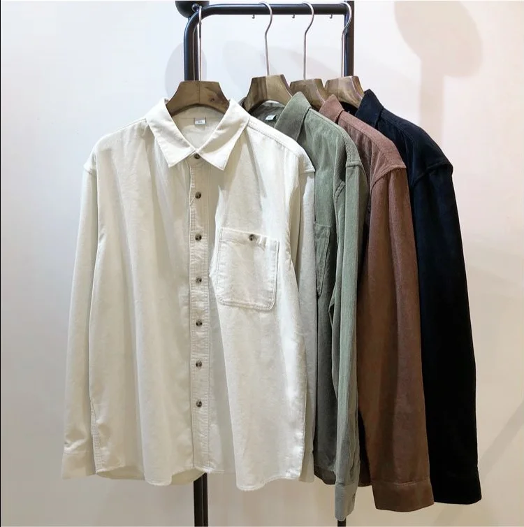 

Corduroy long-sleeved shirt flannel thickened shirt jacket men's 2020 autumn and winter new