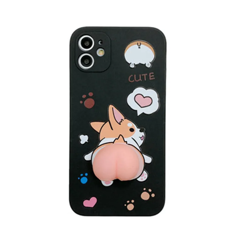 

Free Shipping Pinch Le Corgi Dog ASS Cartoon 3D Silicone Protective Cover 11 X/XS For iphone12 pro max Mobile Phone Case
