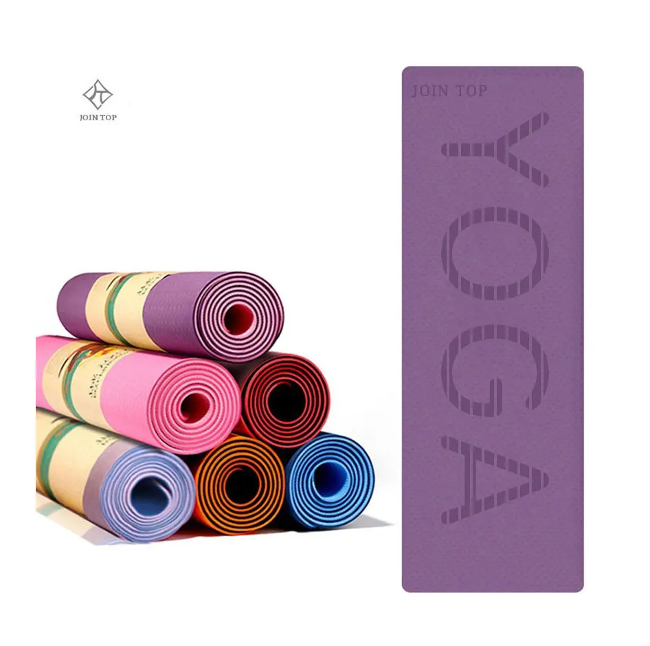 

Jointop professional eco-friendly body line design exercise gym fitness 6mm custom double sided non slip tpe yoga mat two layers, Customized