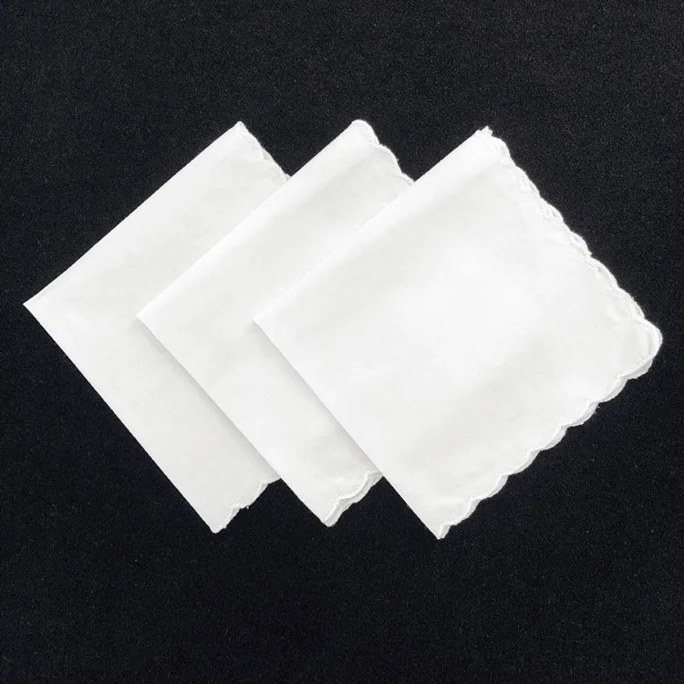 100 Cotton Wedding White Ladies'handkerchief Custom Hanky Scallop Edge