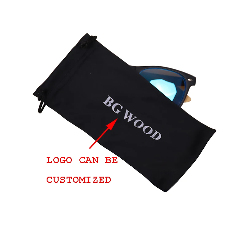 

Black Grey Customized logo Cotton Big Glasses Pouch Soft Branded Microfiber Sunglasses Bag Logo Free