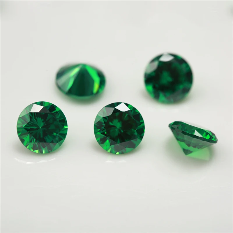 

Thriving Gems High Quality Round Brilliant Cut Green Emerald Cubic Zirconia Price