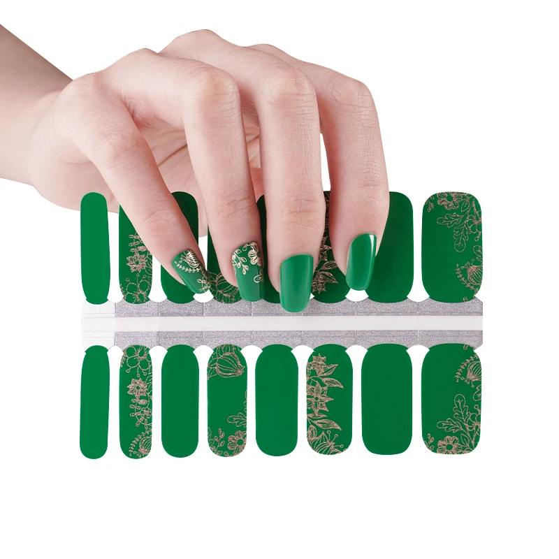 

Custom Logo Fashion Gold Blocking Nail Stickers Smile Nail Sticker Wraps for Sale