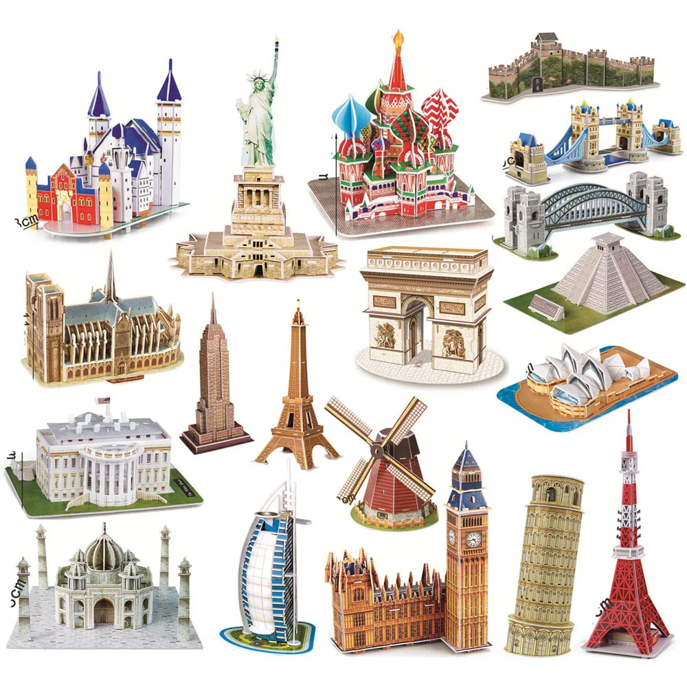 

45 Style World Famous Architecture Building 3D Puzzle Model Construction 3D Jigsaw Puzzle Toys For Kids Christmas Gift