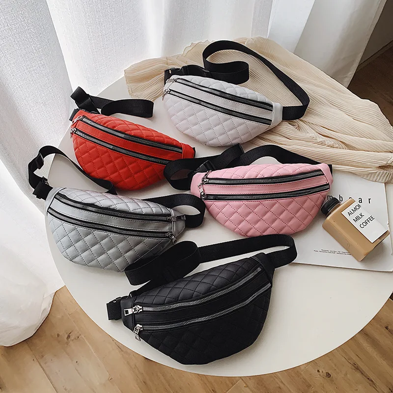 

Wholesale Unisex Custom Logo Lightweight for Women Waist Bag and Women Pu Handbag Leather Effect with Quilting Fanny Pack, Customizable