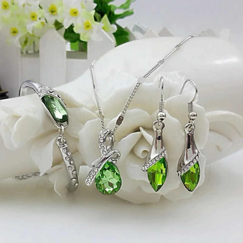
necklace earring artificial simple light diamond necklace sets 