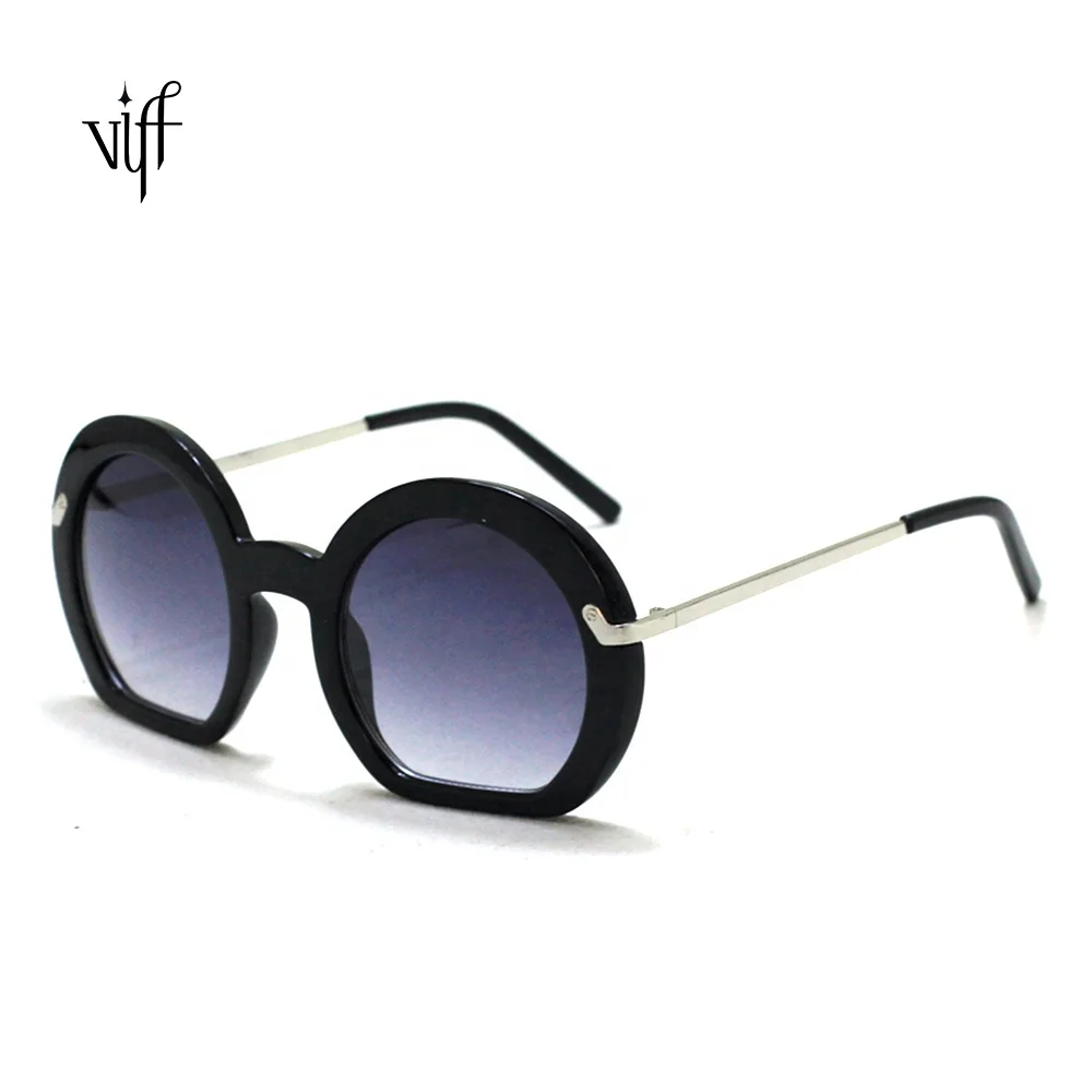 

VIFF Vintage Round Sunglasses HP16021 Custom Logo European Style Semi Brown Metal Optical Frame