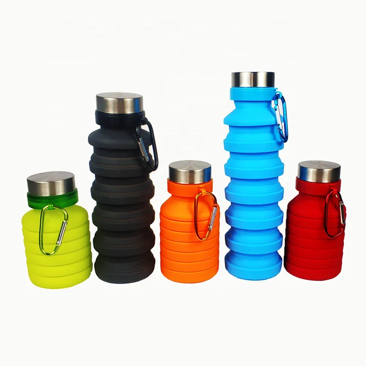 

OEM/OED Wholesale Gym Outdoor Sport BPA Free 550ml Travel silicone Folding collapsible cups Foldable Water Bottle, Custom acceptable