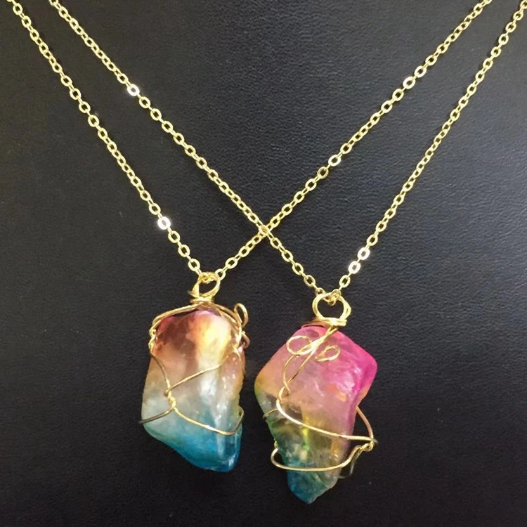 

Factory Price Natural pink quartz necklace Handmade irregular healing crystal collar necklace women