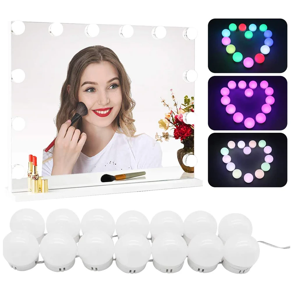 

Modern Bathroom Vanity Bulbs Sets RGB White Color Dressing Table Hollywood Makeup Vanity Mirror with Lights