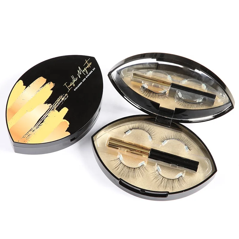 

invisible waterproof fluffy magnetic eyelashes pestana private label invisible magnetic eyelashes Cilio and eye liner set with o, Natural black