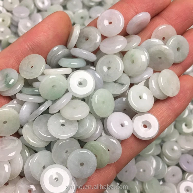 Burmese Grade A Jade 13Mm Small Jade Buckle Craft DIY Weaving Material Jade Buckle Scraps Wholesale