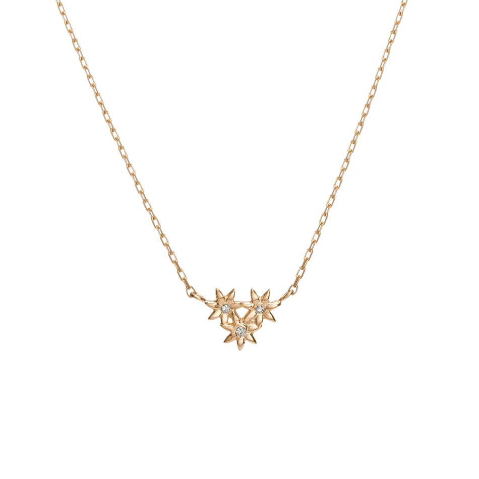 

925 sterling silver flower cluster necklace 18K gold plated Flower Necklace Mini Pendant with cubic zirconia