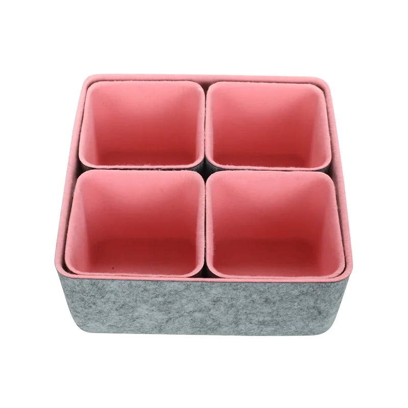 

Wholesale creative household small debris sorting device 5 sets of two-color environmentally integrated felt storage box