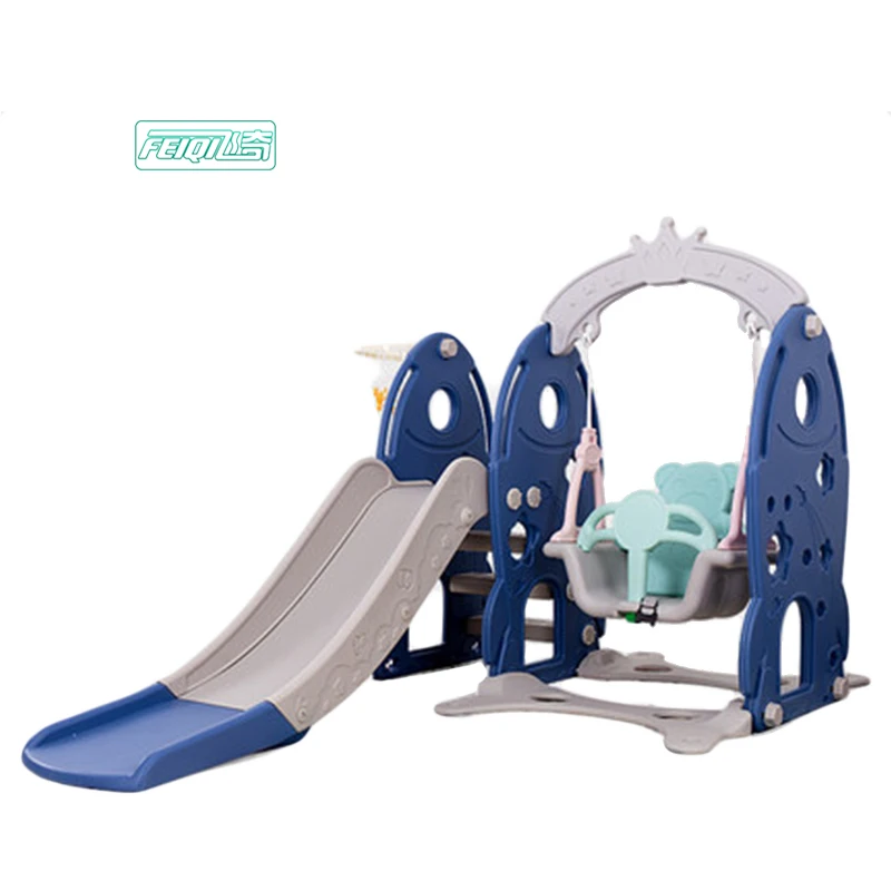 

Hot selling indoor plastic children swing and slide set, Turquoise/pink/bliue