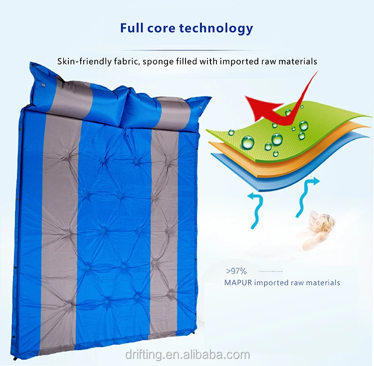 Outdoor Travel Ultralight Double Selfinflating Double Sleeping Mat Onepiece Pillow Inflatable