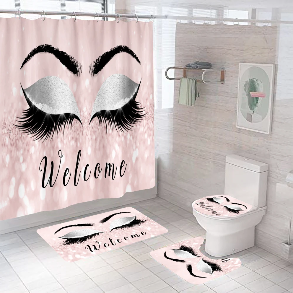 

Eyelash Fashion bathroom rugs and mats sets with shower curtain