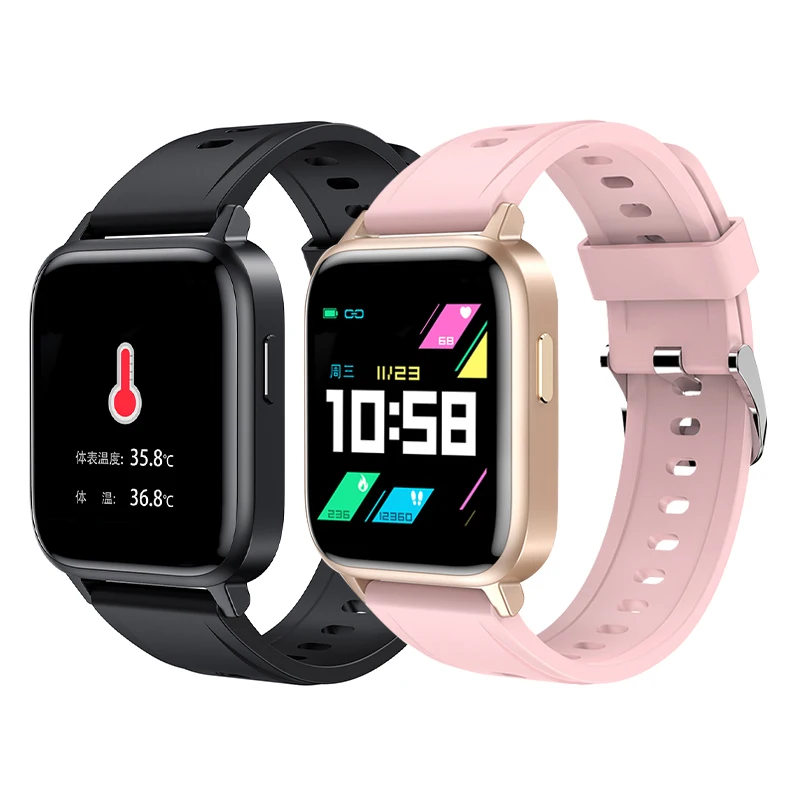 

The new body temperature smart watch GT01 BT call fitness tracker smart watch Reloj IOS Android smart strap, one drop shipping, Black