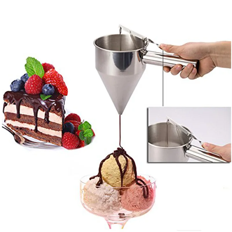 

T127 Stainless Steel Small Octopus Balls Making Funnel Cupcakes Baking Dispenser with Rack Kitchen Utensils Gadgets Funnel Tools