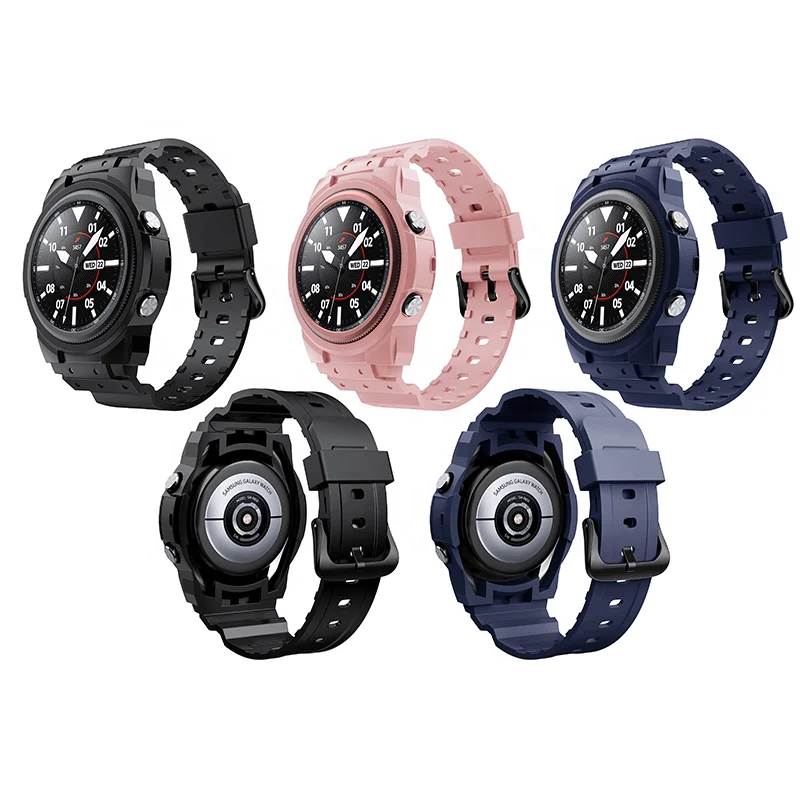 

Matte Black Fullbody Sport Band TPU Smart Watch Strap With Case For Samsung Galaxy Watch 3 Samsung Watch Band, Multi color