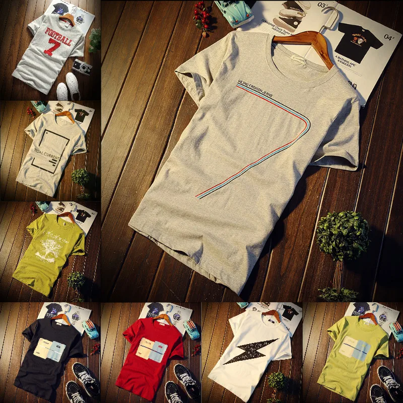 

Short sleeved T-shirt for men's spring/summer round collar base shirt for men's slim popular logo T-shirt for men