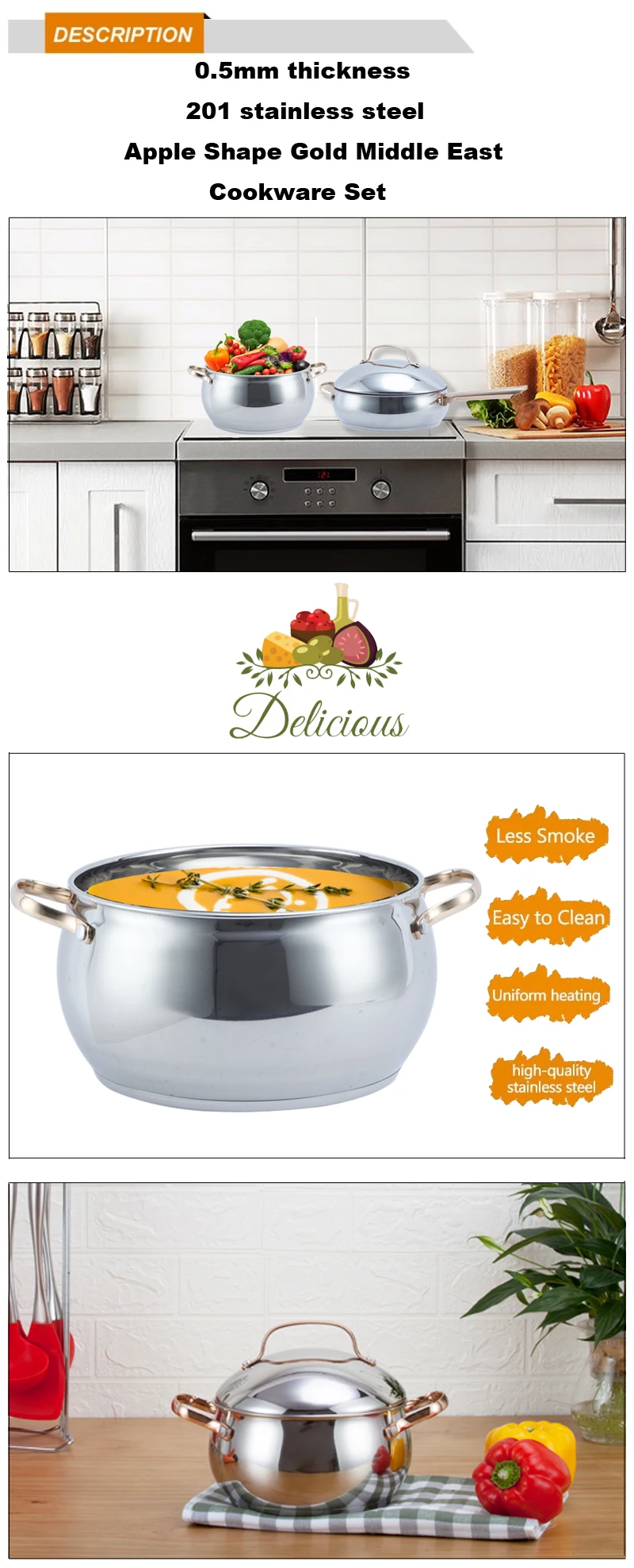 Apple Shape 12pcs Casserole Cookware Stainless Steel Cookware Set Buy