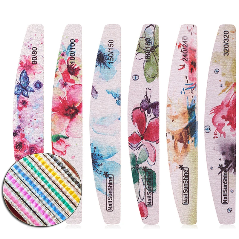 

Custom Printing Logo Japan Emery Sand*Printed Professional Half Moon Washable Bulk Nail File 180/240, As show in figure 6(can be printed on request)