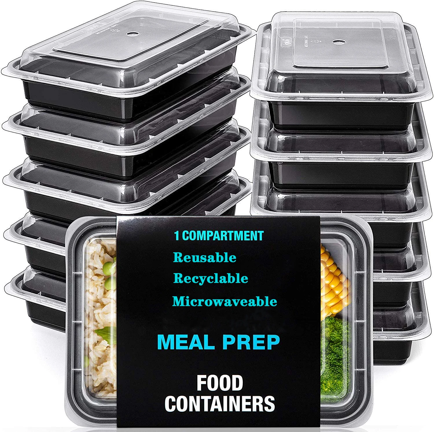 

Microwavable Prep Containers 39 oz 1Compartment with Airtight Lids Plastic Food Storage Bento Box BPA Free Reusable Lunch Boxes, Customized color