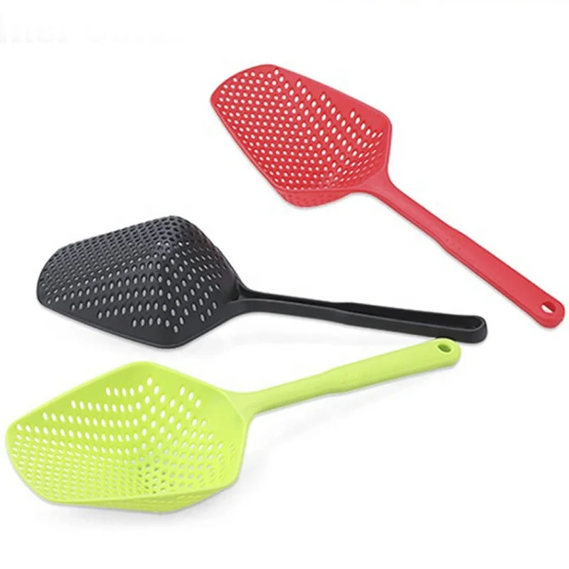 

Kitchen Tools Portable Filter Nylon Fry Food Mesh Soup Scoop Colander Ladle Anti-scald Skimmer Strainer Spoon, Red,rose red,pink,yellow,black