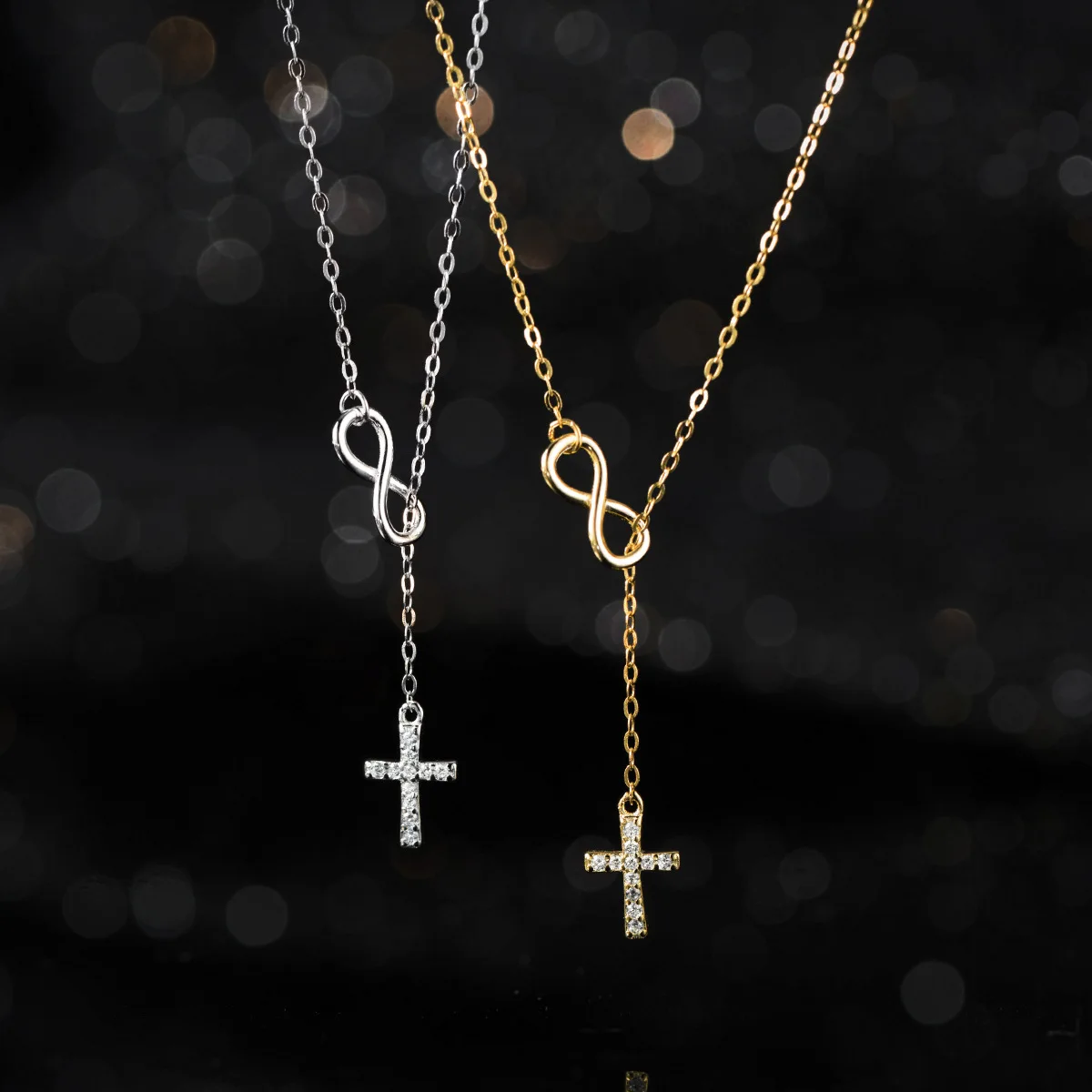 Christmas Fashion Jewelry 925 Sterling Silver Cross Pendant Necklace 18K Gold Plated Clavicle Chain Necklace Jewelry for Women