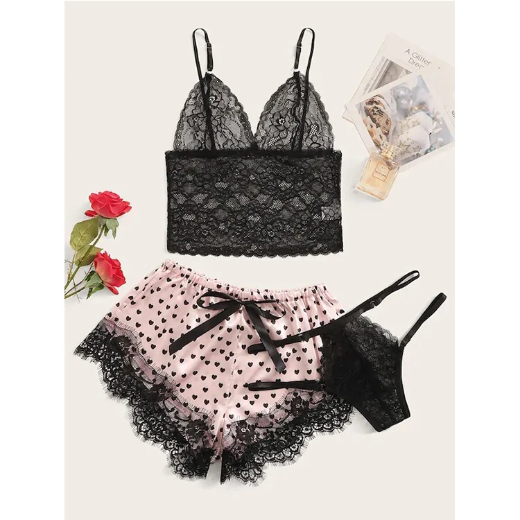 

NY-0992 New Amazon Hot Sales Sexy Sleep Lingerie Girl Two Piece Sets