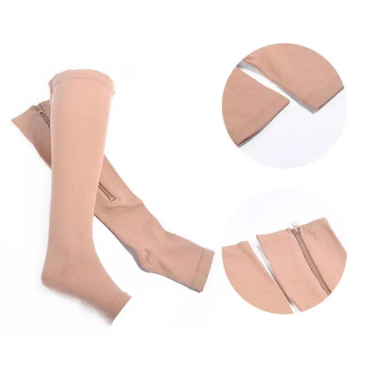 Knee High Women Men Zipper Compression Medical Socks