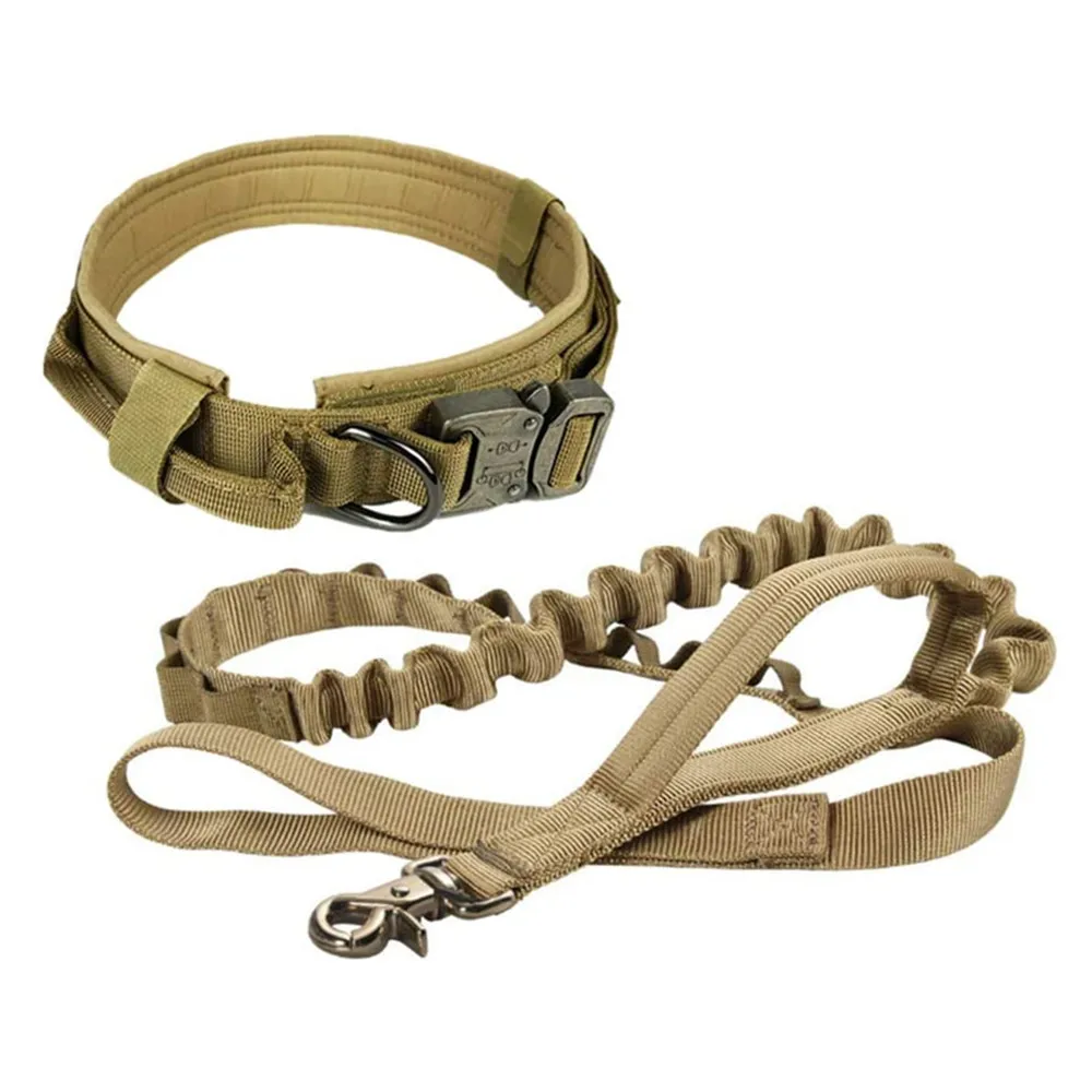 

2021 Hot Sale Tactical Strong Rope Outside Nylon Military Dog Leash With Nice Collar