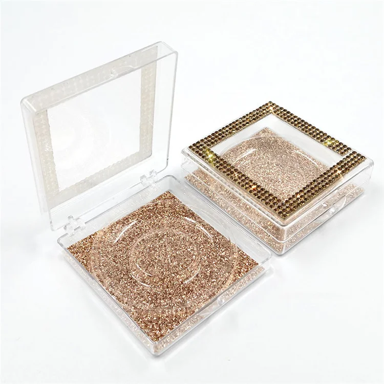 

custom logo rhinestone eyelash packaging box gold crystal square eyelash box private label, Like pic or customized