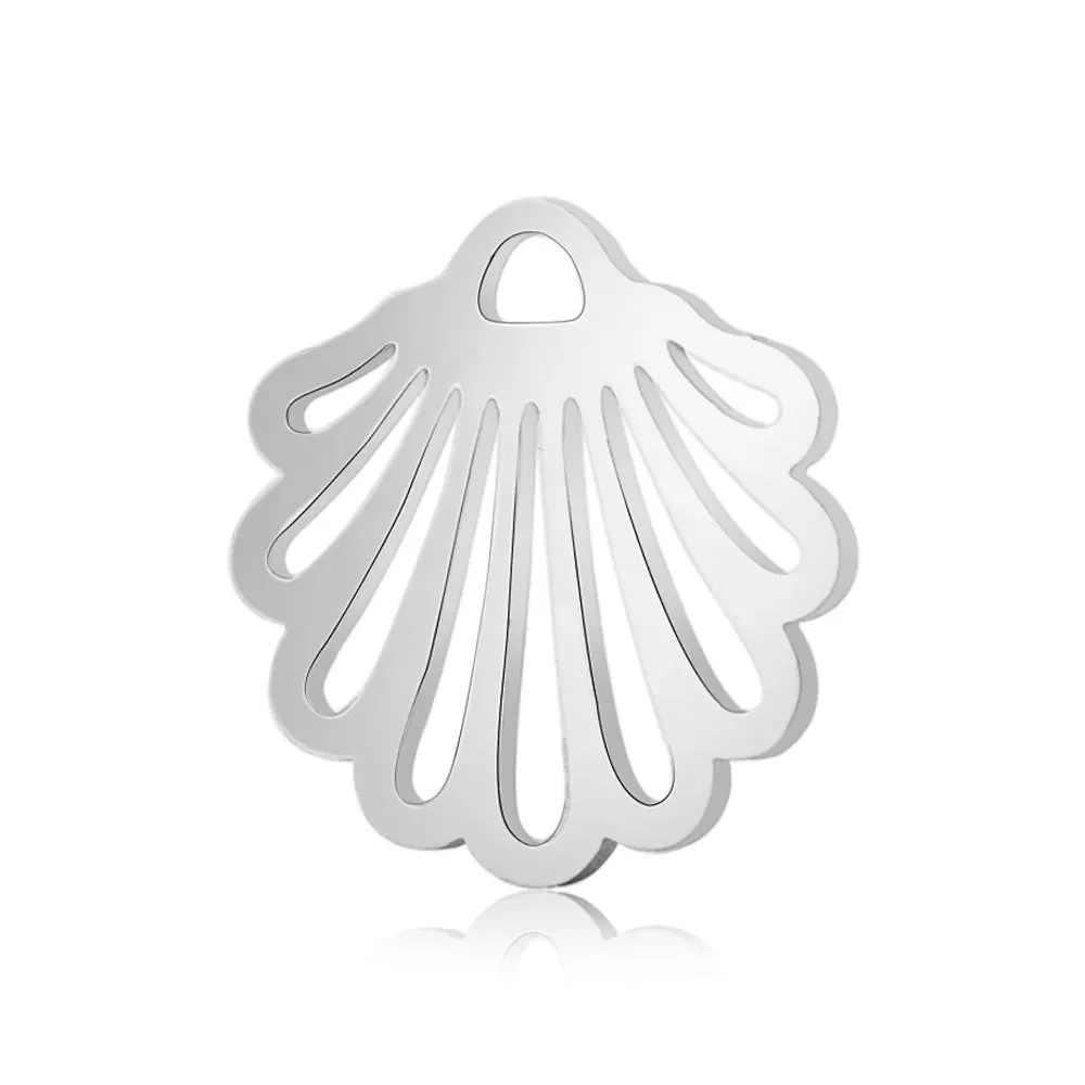 

Hot Sale 10Pcs/Bag Stainless Steel Hollow Out Polishing Conch Pendant Accessories 10pcs/bag