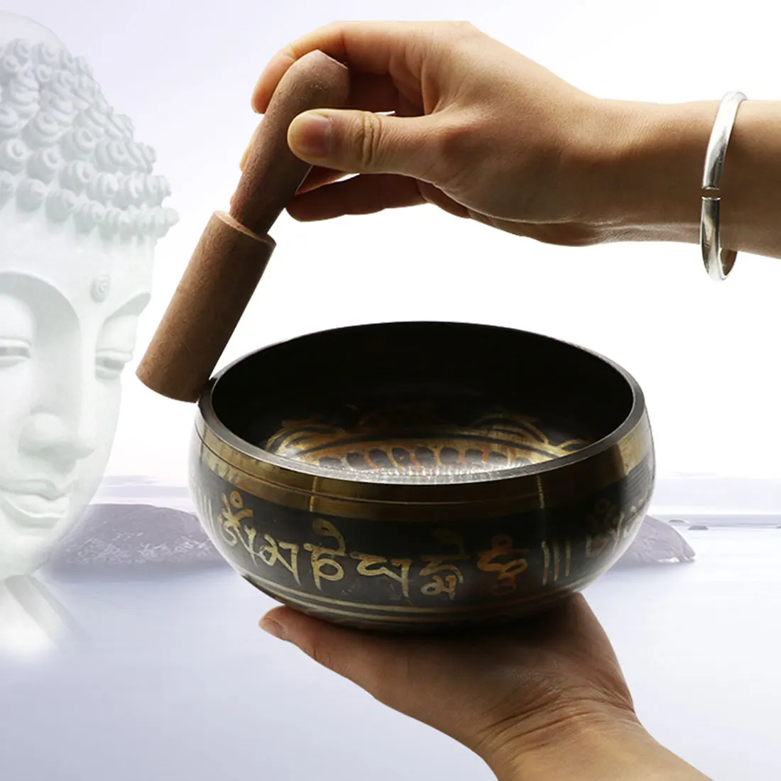 

Yoga Singing Bowl Himalayan Hand Hammered Chakra Meditation Religion Belief Buddhist Supplies Home Decoration for Tibetan