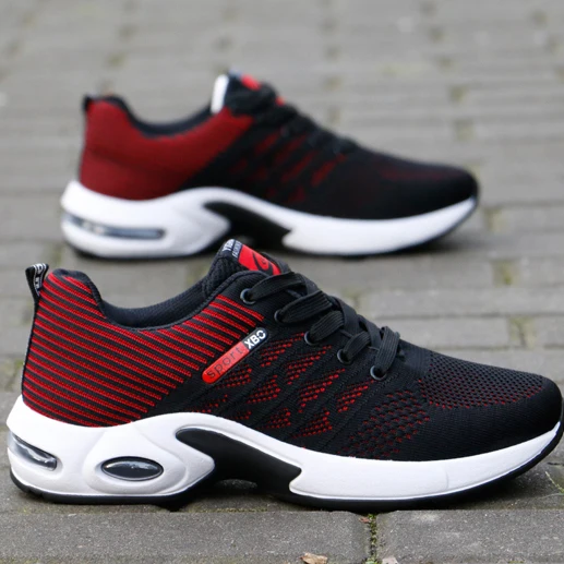 

China Factory Fashion Low Price Durable Lace-up Non-slip Mens Sports Running Shoes And Sneakers, Red grey blue