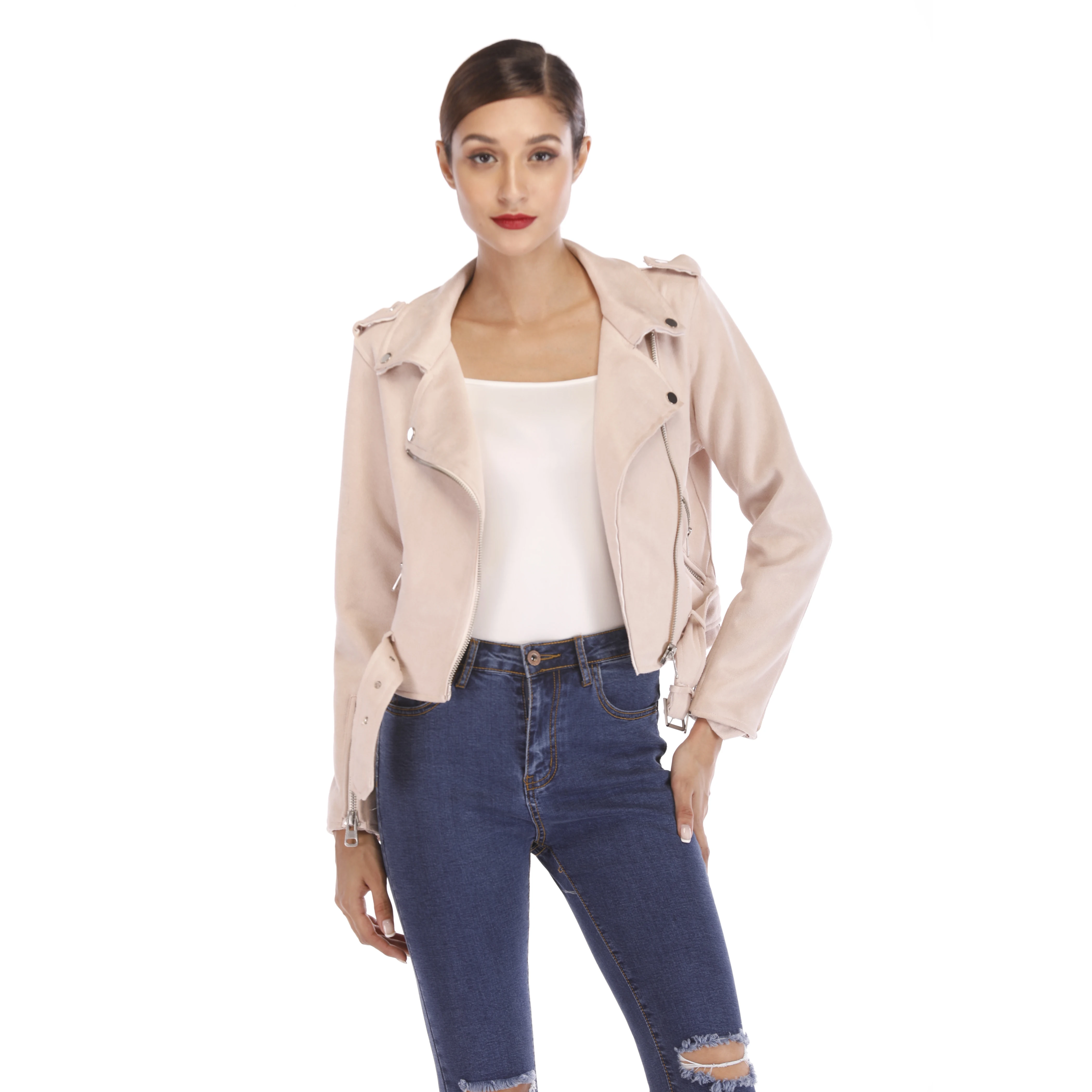 

Latest Design New Fashion Style Leather Jacket Women Leather Faux Fur Coat