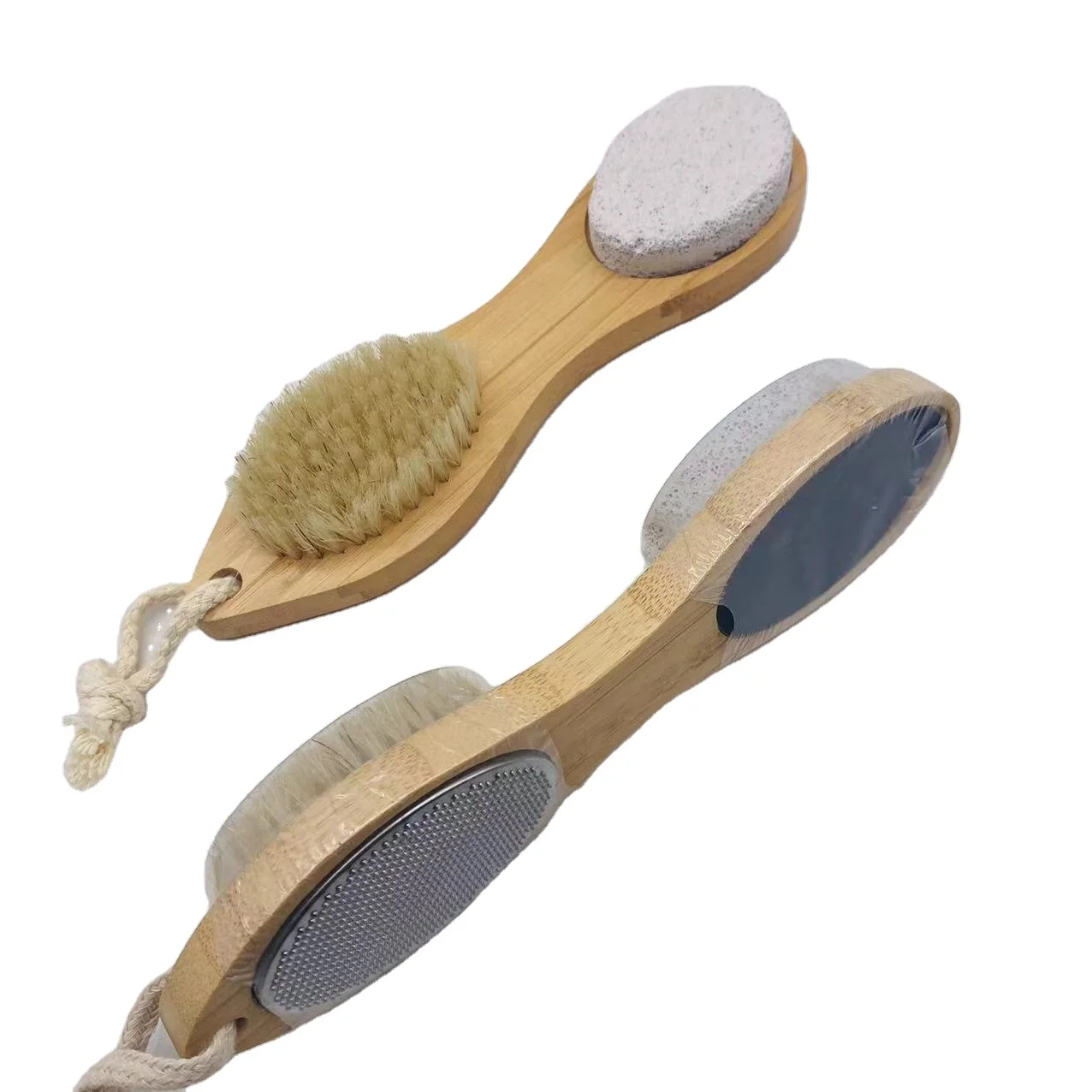 

Custom Logo 4 in 1 Multi-functional Wooden Foot File Brush Callus Remover Stainless Steel Foot Care Tool