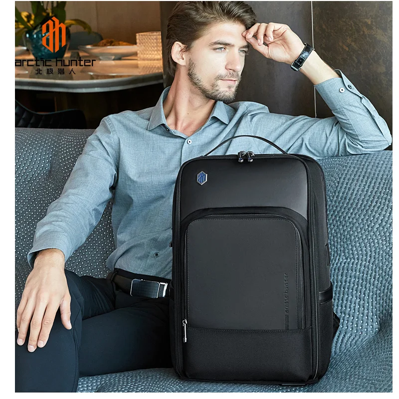 

Business Microfiber Leather arctic hunter Backpack USB Custom Travel Backpack With Laptop Compartment Laptop Bags Backpack men